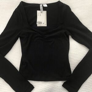 Divided Black Sweetheart Neckline Tee